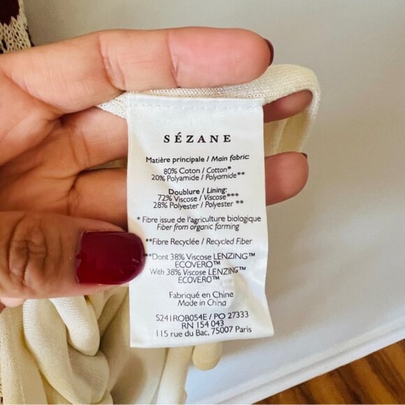 Sezane Emmanuelle Dress Twine Cherry Organic Cotton Size Small - Picture 6 of 8